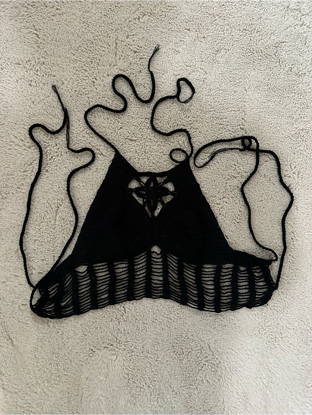 Handmade Black Crochet Halter Top